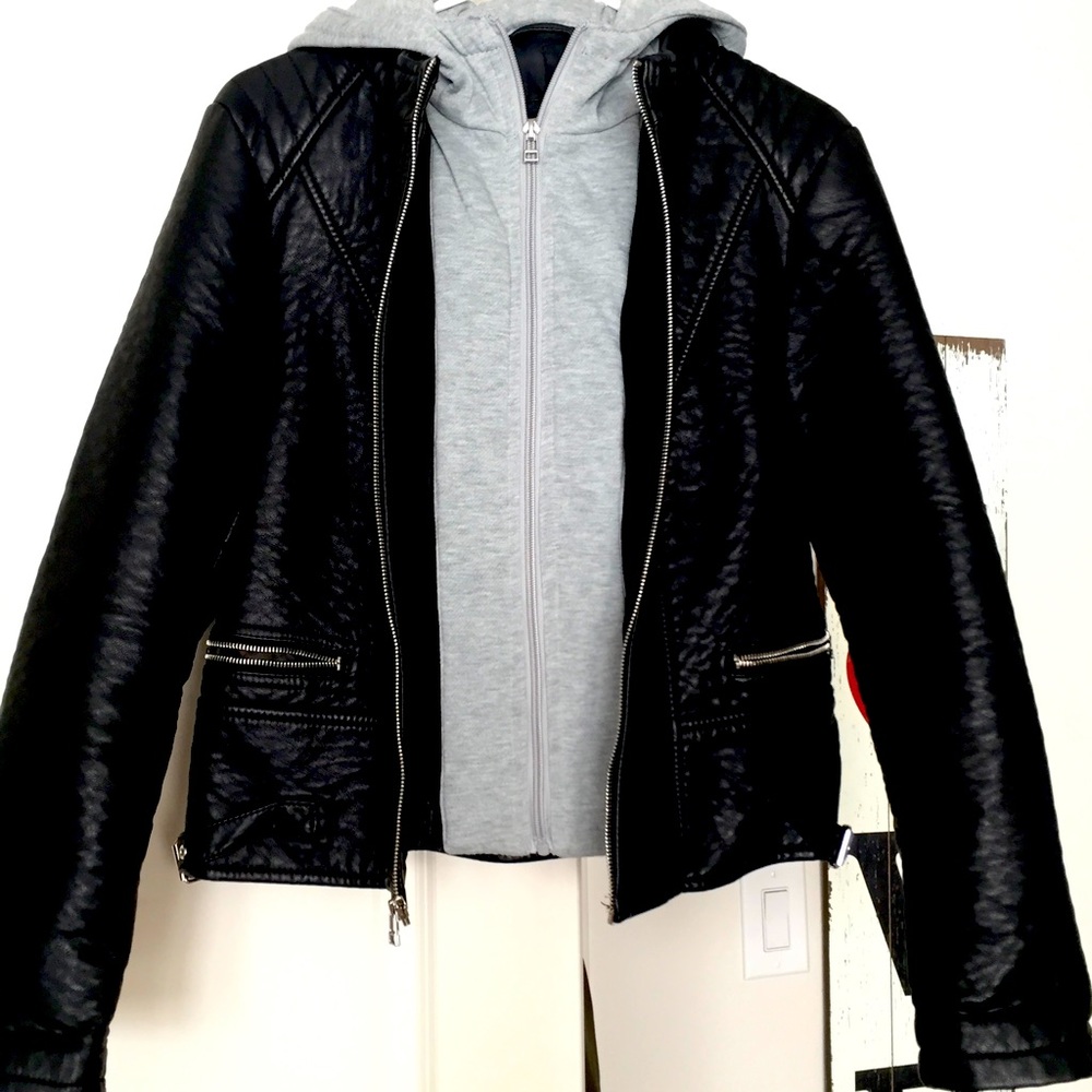 Women’s leather motto jacket.  Size Large